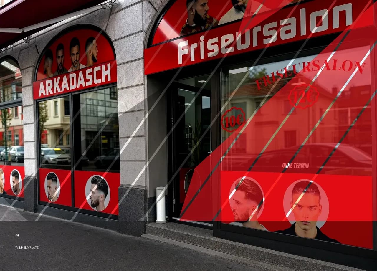 Arkadasch Friseur Außenansicht am Wilhelmplatz Offenbach