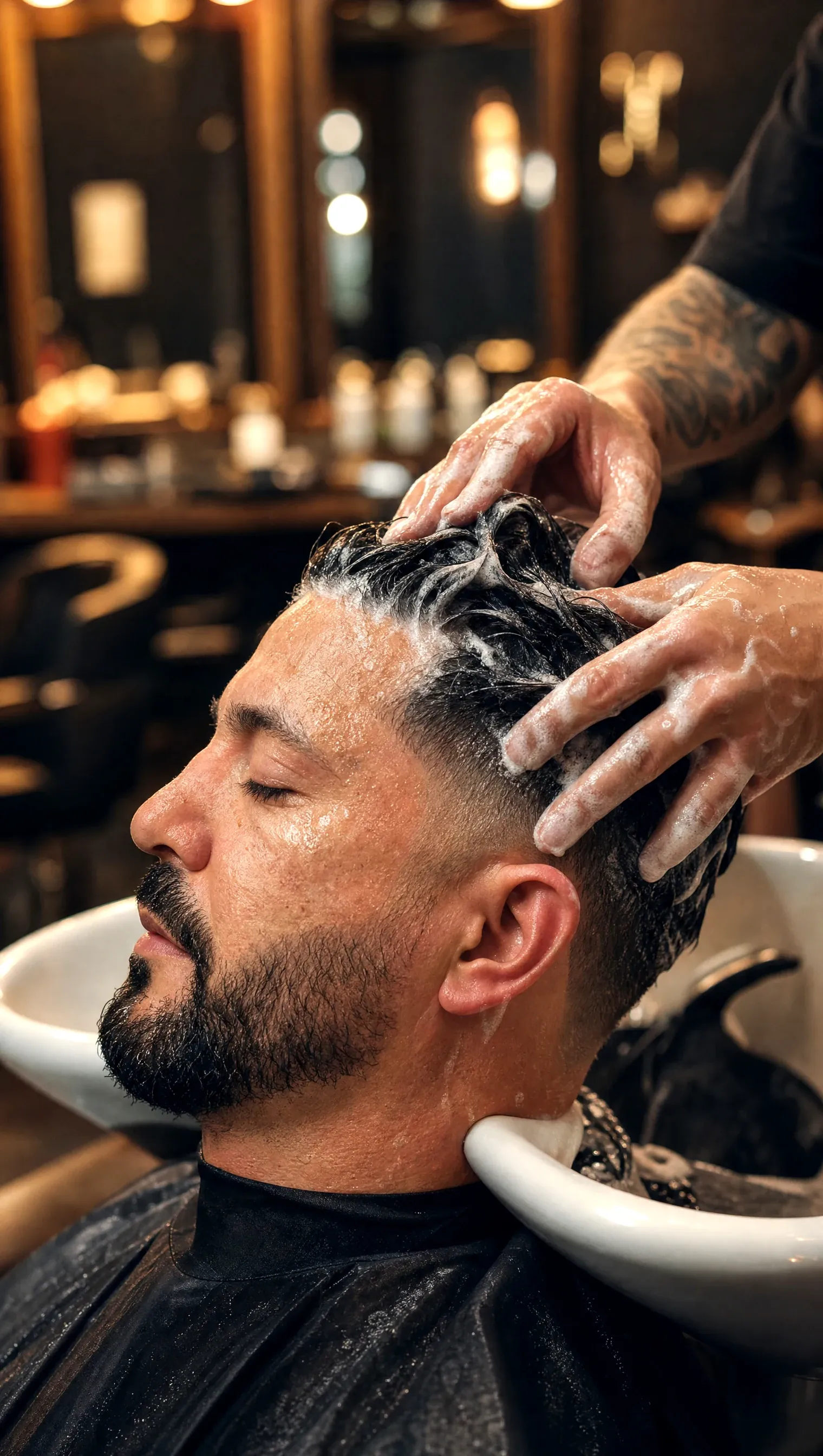 Haare + Bart waschen bei Arkadasch Friseur Offenbach